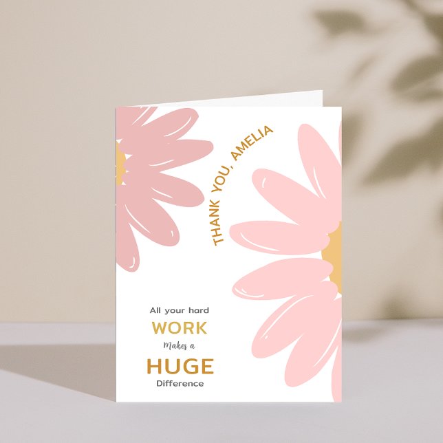 Cartão de Agradecimento de Reconhecimento aos Func (Flower Employee Staff Appreciation Thank You Card)