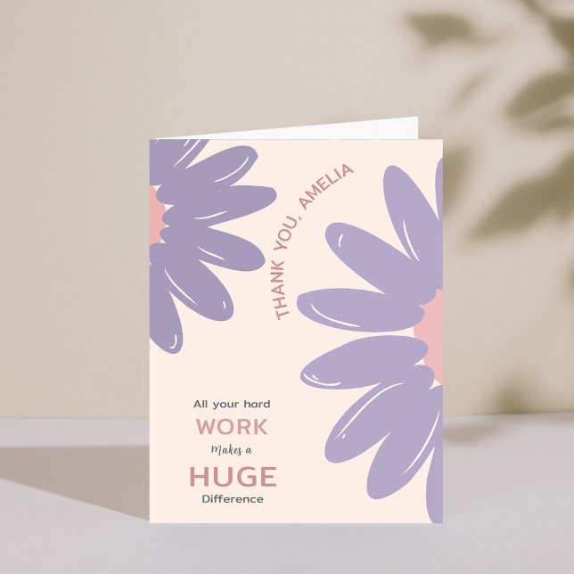 Cartão de Agradecimento de Reconhecimento para Fun (Flower Employee Staff Appreciation Thank You Card)