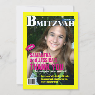 Cartão de Agradecimento de Revista de B Mitzvah, B