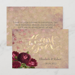Cartão de Agradecimento de Rosas Vermelhas Elegant