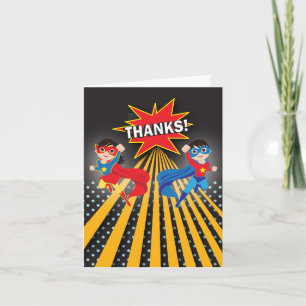 Cartão de Agradecimento de Super-Herói   Gêmeos