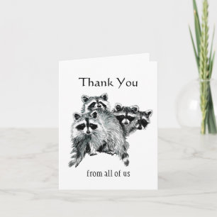 Cartão De Agradecimento De todos nós Família Fun Raccoon para dizer Obriga