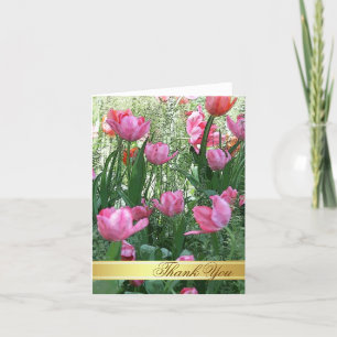 Cartão de Agradecimento de Tulipas Rosa em Aquarel