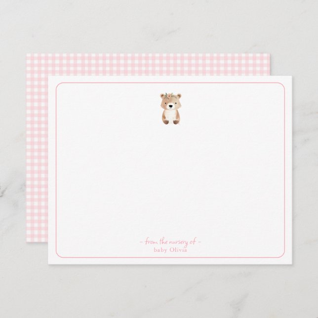 Cartão de agradecimento de ursinho de pelúcia fofo (Frente/Verso)