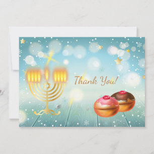 Cartão De Agradecimento Decoração bonita do partido feliz de Hanukkah,