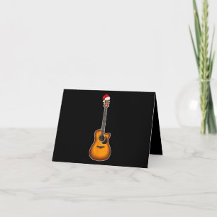 Cartão De Agradecimento Decorações de Natal do Guitar Santa Hat