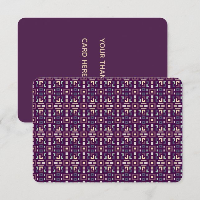 Cartão De Agradecimento Deep Purple e Terroso Abstrato Geométrico (Frente/Verso)