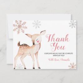 Cartão De Agradecimento Deer Winter Snowflakes ONEderland Birthday