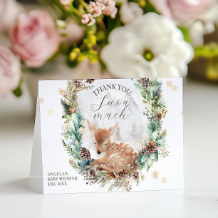 Cartão De Agradecimento Deer Winter Woodland Cold OutChá de fraldas