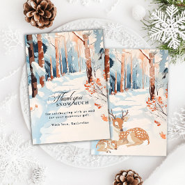 Cartão De Agradecimento Deer Woodland Obrigado, você neve muito chá de fra