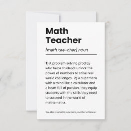 Cartão De Agradecimento Definição de Professores de Matemática, Apreciação
