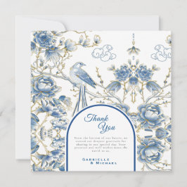 Cartão De Agradecimento Delft Blue Floral Chinoiserie Porcelain Wedding