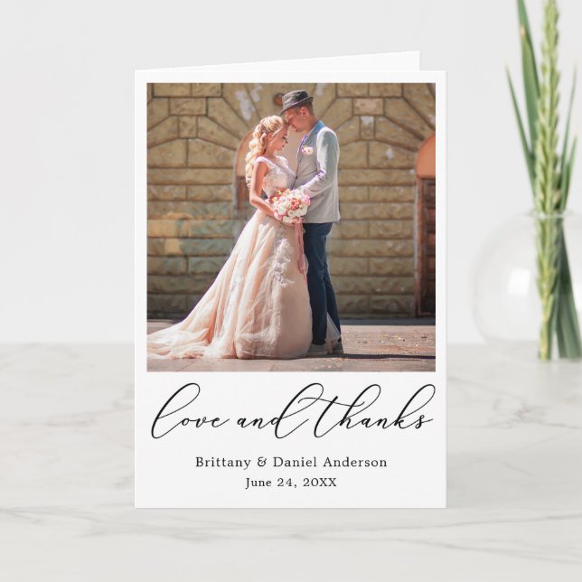 Cartão De Agradecimento Delicar Caligrafia, Amor e Obrigados Dobrados (Frente)