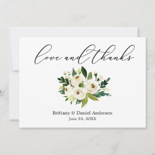 Cartão De Agradecimento Delicar Caligrafia Obrigados de Amor Verde Floral
