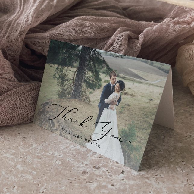 Cartão De Agradecimento Delicar Caligrafia - Sobreposição de Fotografias L (Criador carregado)