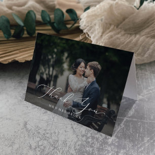 Cartão De Agradecimento Delicar Caligrafia - Sobreposição Escura de Fotos