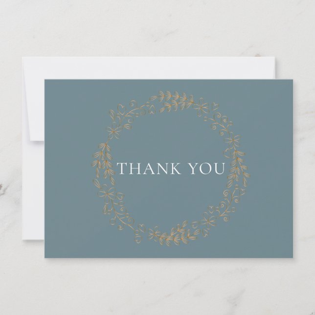 Cartão De Agradecimento Delicate Floral Garland | Faux Gold Foil Obrigado (Frente)