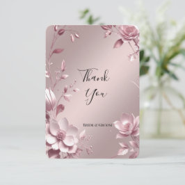 Cartão De Agradecimento Delicate Pink Floral Frame Thank You Card
