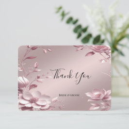 Cartão De Agradecimento Delicate Pink Floral Frame Thank You Card