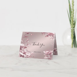 Cartão De Agradecimento Delicate Pink Floral Frame Thank You Card