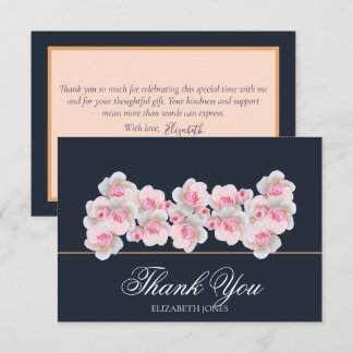 Cartão De Agradecimento Delicate Pink Roses Floral Bridal Shower Thank You
