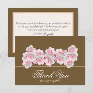 Cartão De Agradecimento Delicate Pink Roses Floral Bridal Shower Thank You