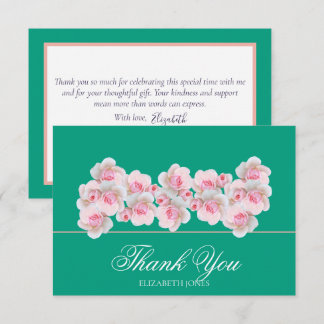 Cartão De Agradecimento Delicate Pink Roses Floral Bridal Shower Thank You