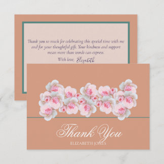 Cartão De Agradecimento Delicate Pink Roses Floral Bridal Shower Thank You