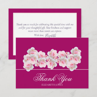 Cartão De Agradecimento Delicate Pink Roses Floral Bridal Shower Thank You