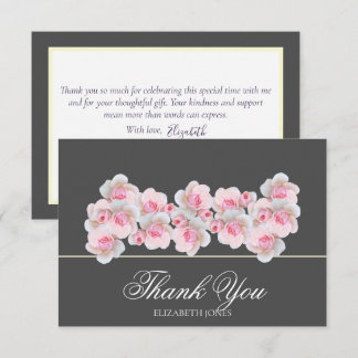 Cartão De Agradecimento Delicate Pink Roses Floral Bridal Shower Thank You