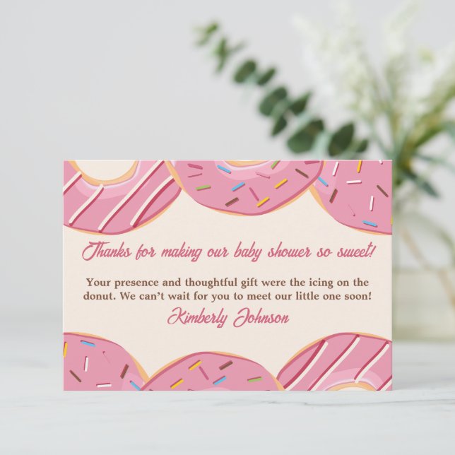 Cartão De Agradecimento Delícia de Donut Rosa  (Em pé/Frente)