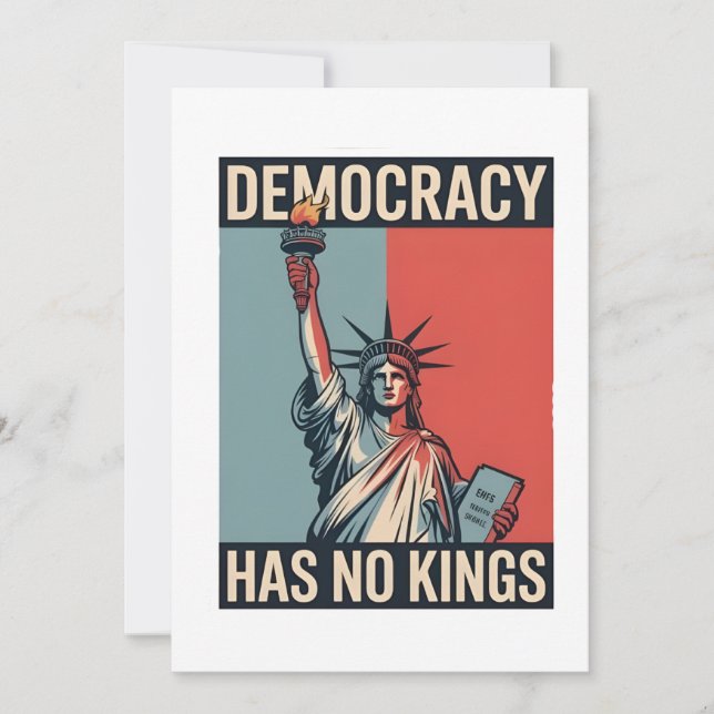 Cartão De Agradecimento Democracy Has No Kings Liberity Status American (Frente)