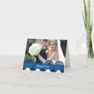 Cartão De Agradecimento Denim Wedding Photo Thank You Card