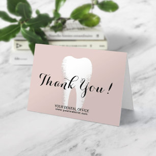 Cartão De Agradecimento Dental Office Dentist Tooth Blush Pink Thank You