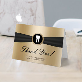 Cartão De Agradecimento Dentist Modern Dourado Dental Office Obrigado