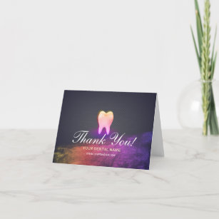 Cartão De Agradecimento Dentista Clínica Dental Rosa Dente Dourada Dente O