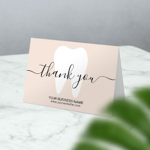 Cartão De Agradecimento Dentista de beige branco dentário Obrigado