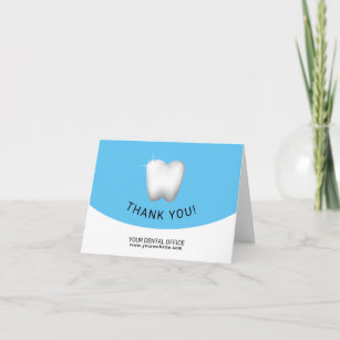 Cartão De Agradecimento Dentista Dentist White Tooth Blue Obrigado