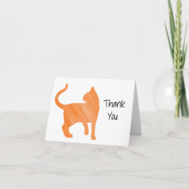 Cartão De Agradecimento Dentro de Imagem de Gato de Cor de Água Laranja
