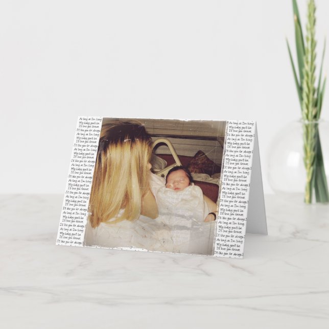 Cartão De Agradecimento Desde que eu esteja vivendo meu bebê você será (Frente)