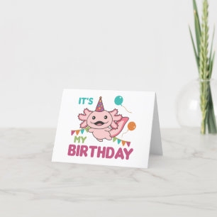 Cartão De Agradecimento Desejos de Axolote É Meu Aniversário Axolotes Fofo