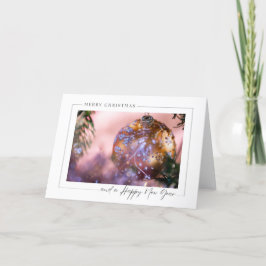 Cartão De Agradecimento Desejos de Natal e ornamento rosa