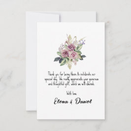 Cartão De Agradecimento Desejos minimalistas das rosas de lavanda rosa com