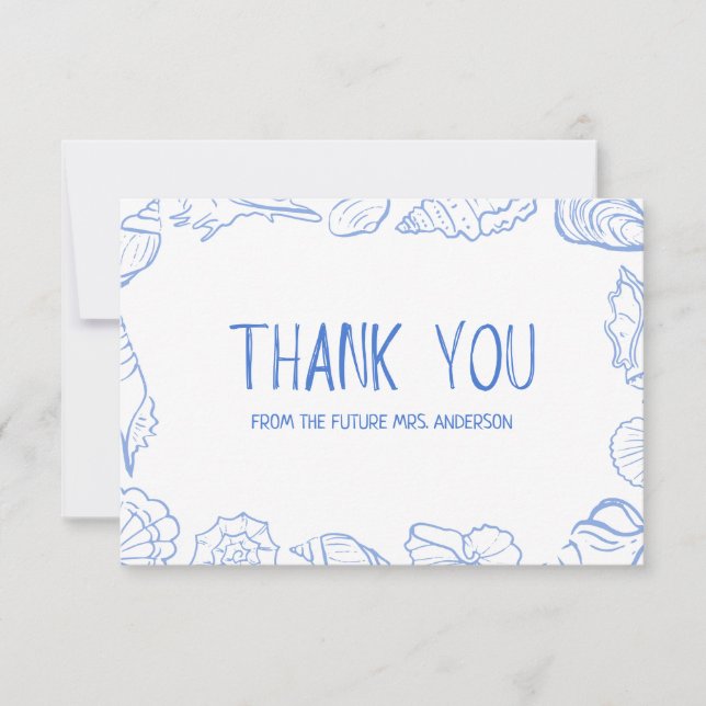 Cartão De Agradecimento Desenho da Mão de Frame da Seashell (Frente)