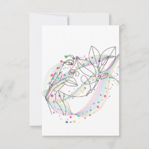 Cartão De Agradecimento Desenho de rosto com linhas simples design artísti