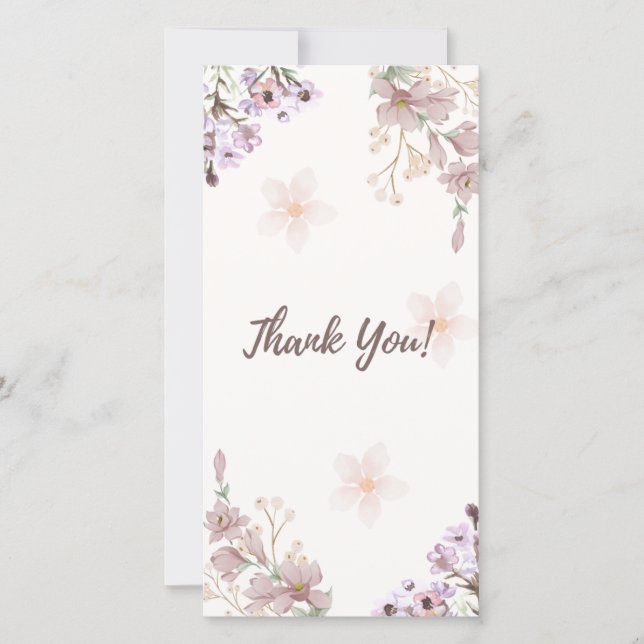 Cartão de Agradecimento Desenho Floral Aquarela (Frente)