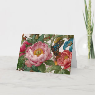 Cartão De Agradecimento Desenho Floral Ousado e Deslumbrante Borboleta e P