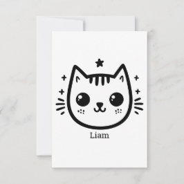 Cartão De Agradecimento Desenho infantil | Preto e Branco | Minimalista