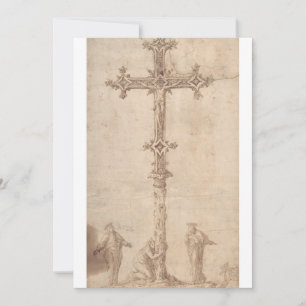 Cartão De Agradecimento Desenho para um Crucifixo com a Virgem Maria