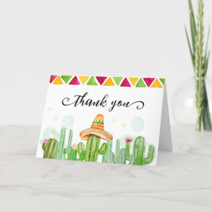 Cartão De Agradecimento Desert Fiesta Cactus Taco Sobre Um Chá de fraldas